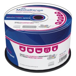 MediaRange CD-R 80' 700MB 52x Cake Box x 50 Inkjet fullsurface printable (MR208) MediaRange CD-R 80' 700MB 52x Cake Box x 50 Inkjet fullsurface printable (MR208)