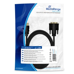 Καλώδιο MediaRange HDMI to DVI connection cable, gold-plated, HDMI plug/DVI-D plug (18+1 Pin), 2.0m, black (MRCS185) Καλώδιο MediaRange HDMI to DVI connection cable, gold-plated, HDMI plug/DVI-D plug (18+1 Pin), 2.0m, black (MRCS185)