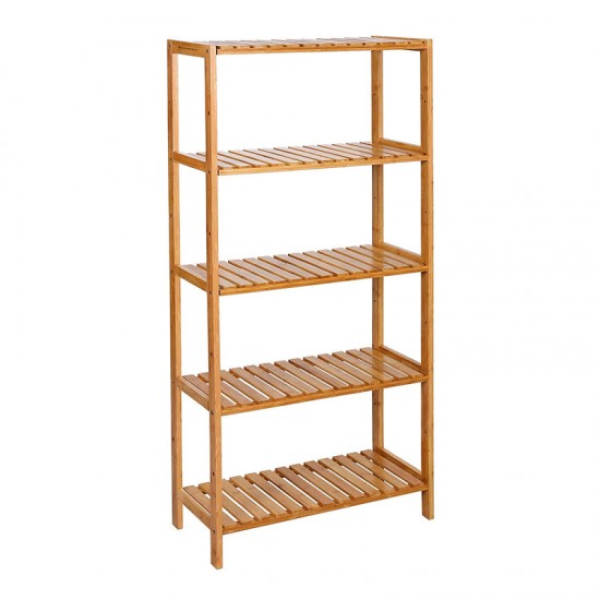Songmics Ξύλινη Ραφιέρα Μπάνιου από Μπαμπού με 5 Ρυθμιζόμενα Ράφια 130 x 60 x 26 cm (BCB35Y) (SNGBCB35Y)