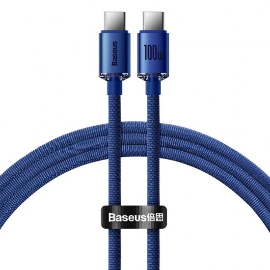 Baseus Crystal Shine Braided USB 2.0 Cable USB-C male - USB-C male Μπλε 1.2m (CAJY000603) (BASCAJY000603)