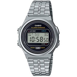 Casio Vintage Round Ψηφιακό Ρολόι Μπαταρίας με Ασημί Μεταλλικό Μπρασελέ (A171WE-1AEF) (CASA171WE1AEF)