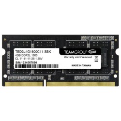 TeamGroup Μνήμη RAM S/O 4GB DDR3 PC 1600 Team Elite retail (TED3L4G1600C11-S01) TeamGroup Μνήμη RAM S/O 4GB DDR3 PC 1600 Team Elite retail (TED3L4G1600C11-S01)