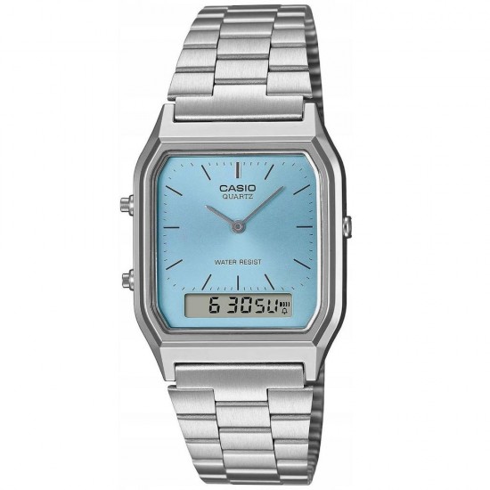 Casio Ρολόι Χρονογράφος Μπαταρίας με Ασημί Μεταλλικό Μπρασελέ (AQ-230A-2A1MQYES) (CASAQ-230A-2A1MQYES)