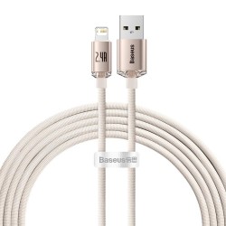 Baseus Kabel USB do iP Crystal Shine, 2.4A, 2m różowy (CAJY001204) (BASCAJY001204)