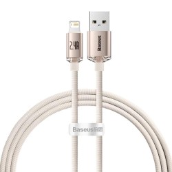 Baseus Kabel USB do iP Crystal Shine, 2.4A, 1.2m różowy (CAJY001104) (BASCAJY001104)