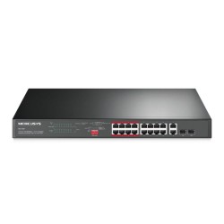 Mercusys 16-Port 10/100Mbps + 2-Port Gigabit Rackmount Switch with 16-Port PoE+ (MS118CP) (MERMS118CP)