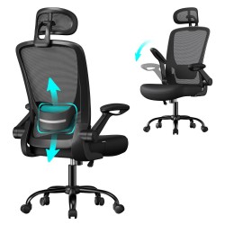 Songmics Εργονομική περιστρεφόμενη καρέκλα γραφείου 62 x 62.4 x 120.4 cm mesh, μαύρη (OBN047B01) (SNGOBN047B01)