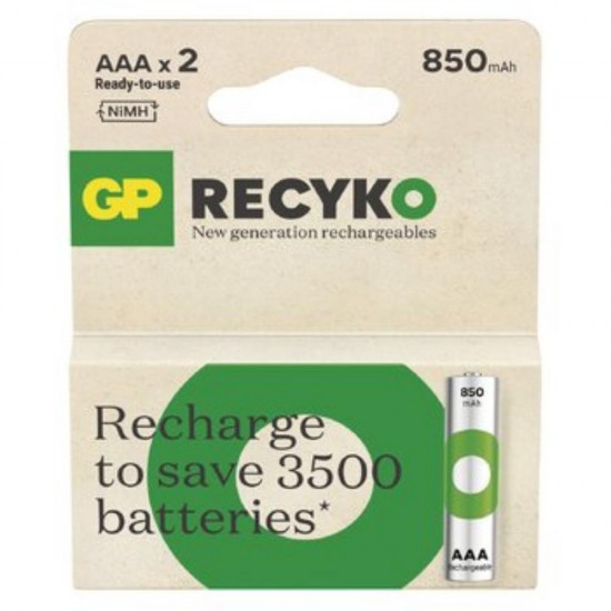 GP ReCyko 850mAh rechargeable batteries AAA / R03 Ni-MH  (GPB20978)