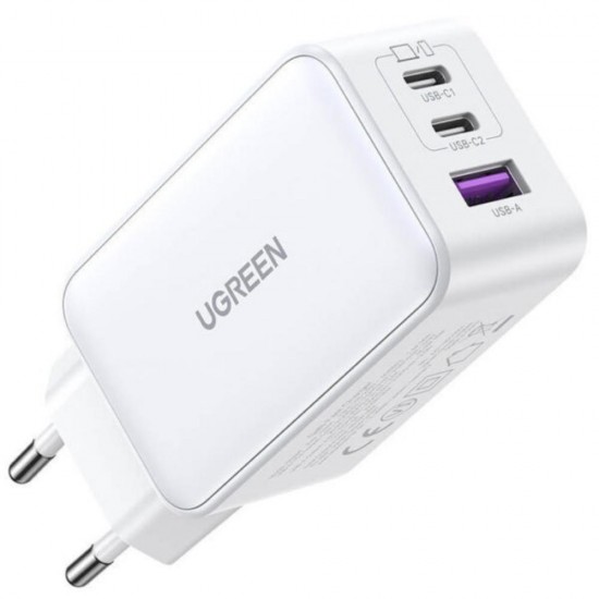 Ugreen Ładowarka sieciowa 15334 Nexode 2xUSB-C USB-A 3.0 PD3.0 QC4.0 GaN 65W biała (15334) (UGR15334)