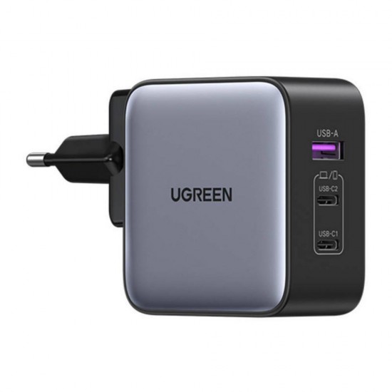 Ugreen Φορτιστής Χωρίς Καλώδιο GaN με Θύρα USB-A και 2 Θύρες USB-C 65W Γκρι (90409B) (UGR90409B)