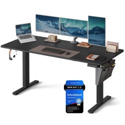 Songmics Μεταλλικό Ηλεκτρικά Ρυθμιζόμενο γραφείο σε Ύψος, 160 x 70 x 72-120 cm, Μαύρο (LSD136BZ01) (SNGLSD136BZ01)