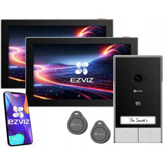 Ezviz HP7 2K House kit, Kit Θυροτηλεόρασης, 2 οθόνες 7'' για δύο οικίες, 6 RFID, 3MP, 2 καλωδίων, WiFi (EZVCS-HP73MP-FAMILYKIT)