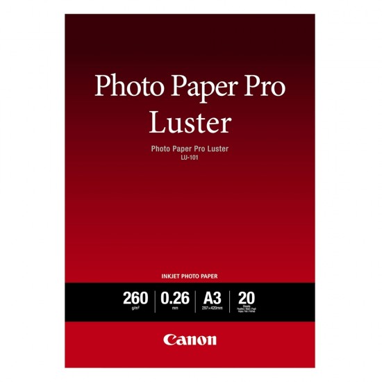 Canon Φωτογραφικό Χαρτί Pro Luster A3 Semi Glossy 260g/m² 20 Φύλλα (6211B007) (CAN-LU101A3)