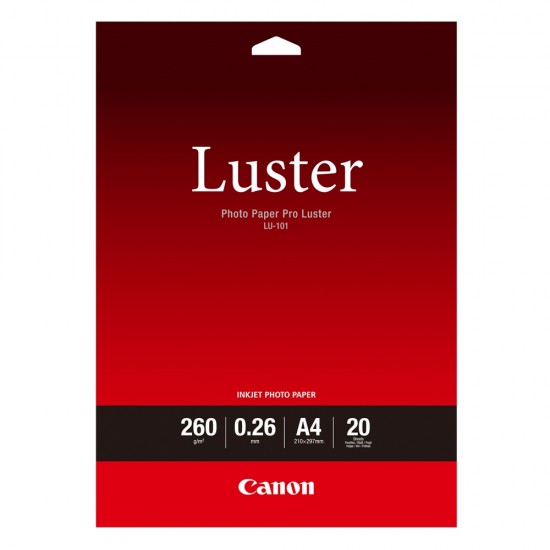 Φωτογραφικό Χαρτί Pro Luster CANON A4 Semi Glossy 260g/m² 20 Φύλλα (6211B006) (CAN-LU-101A4)