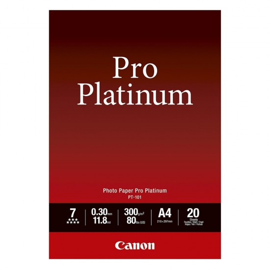 Canon Φωτογραφικό Χαρτί Pro Platinum A4 Glossy 300g/m² 20 Φύλλα (2768B016) (CAN-PT101A4)