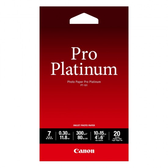 Φωτογραφικό Χαρτί Pro Platinum CANON A6 Glossy 300g/m² 20 Φύλλα (2768B013) (CAN-PT-101A6)