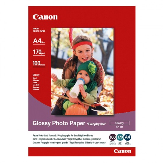 Φωτογραφικό Χαρτί CANON A4 Glossy 200g/m² 100 Φύλλα (0775B001) (CAN-GP-501A4)