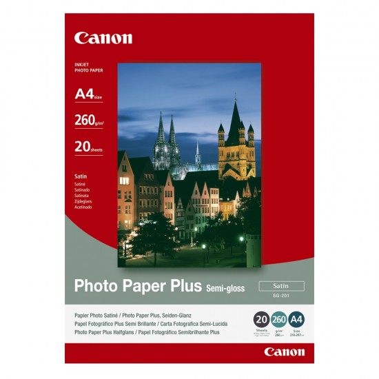 Canon Φωτογραφικό Χαρτί A4 Semi Gloss 260g/m² 20 Φύλλα (1686B021) (CAN-SG201A4)