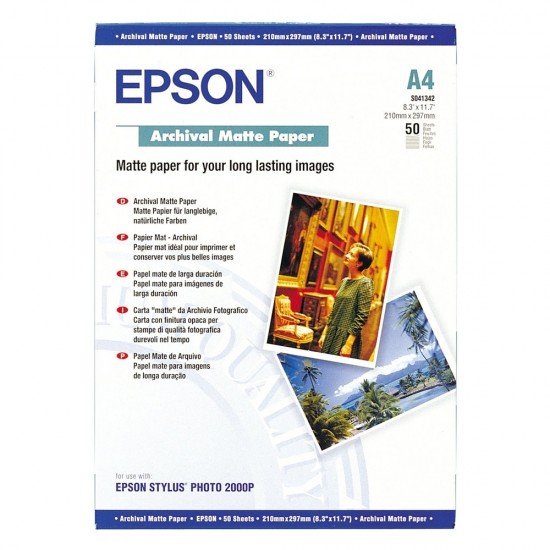 Φωτογραφικό Χαρτί EPSON A4 Archival Matte 192g/m² 50 Φύλλα (C13S041342) (EPSS041342)