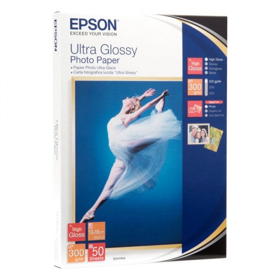 Φωτογραφικό Χαρτί EPSON 130x180mm Ultra Glossy 300g/m² 50 Φύλλα (C13S041944) (EPSS041944)