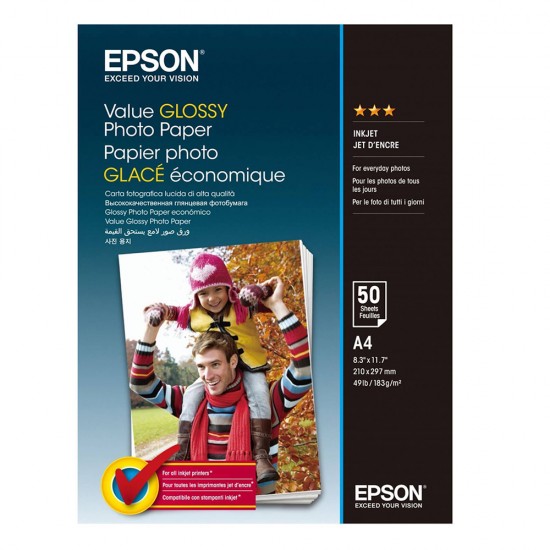 Φωτογραφικό Χαρτί EPSON Value Glossy A4 183 g/m²  50 Φύλλα (C13S400036) (EPSS400036)