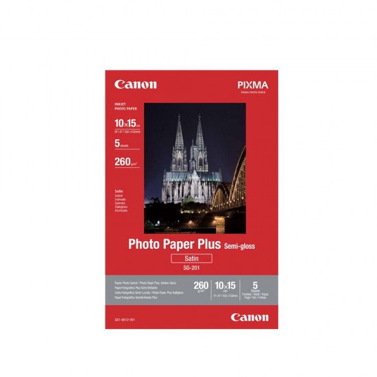 Φωτογραφικό Χαρτί CANON Semi-Gloss 10 x15cm 260g/m²  5 φύλλα (1686B072) (CAN-SG-201)