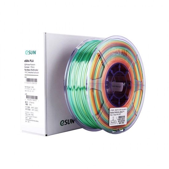 ESUN PLA 3D Printer Filament - Multicolor eSilk- spool of 1Kg - 1.75mm (REALPLAMULTI1000MM175)