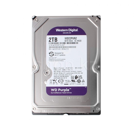 Western Digital Εσωτερικός Σκληρός Δίσκος 2 TB (Purple 3.5") (WD22PURZ)
