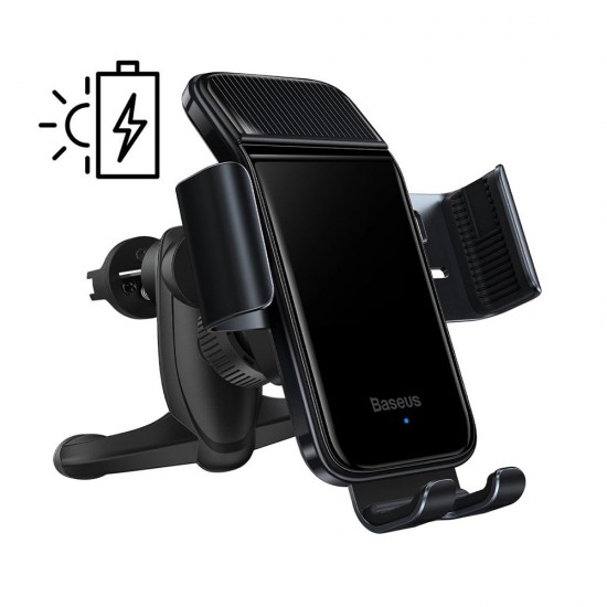Baseus Electric Bike/Scooter Smart phone holder (4.7 - 6.7 inch), auto-lock sensor, Solar Panel, (fit on Bicycle/Motorcycle)150 mAh Black (SUZG000001) (BASSUZG000001)