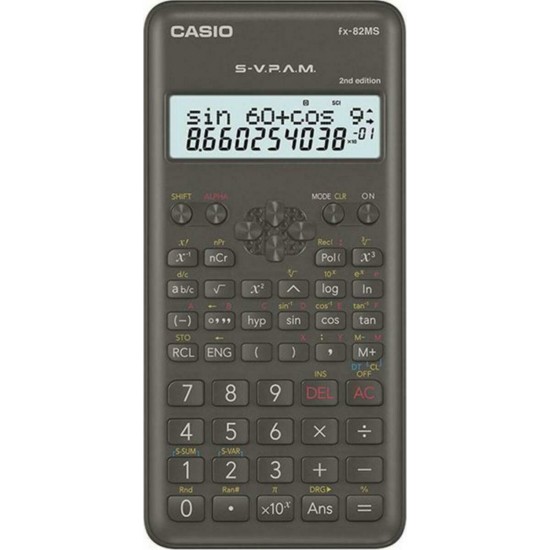 Casio Αριθμομηχανή Επιστημονική FX-82MS 2nd Edition 12 Ψηφίων σε Μαύρο Χρώμα (FX-82MS2ND) (CASFX82MS2ND)
