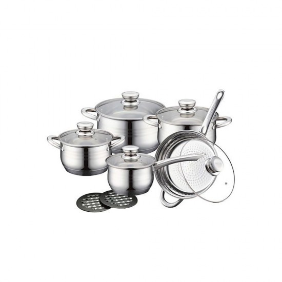 Royalty Line Cookware Set of Stainless Steel Silver 12pcs (1232) (ROY1232)