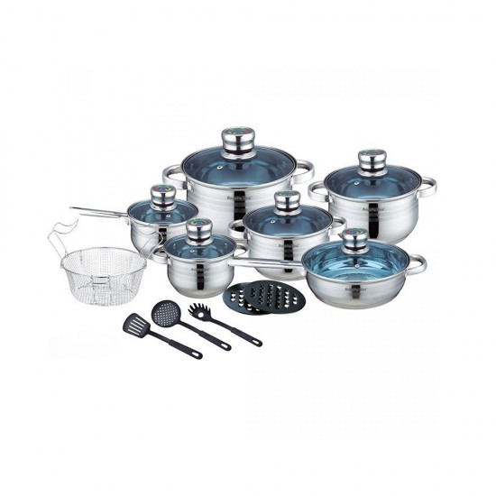 Royalty Line Cookware Set of Stainless Steel Silver 18pcs