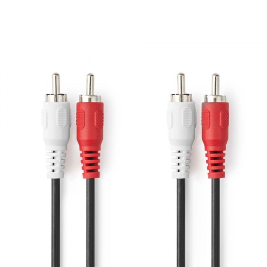 Nedis Cable 2x RCA male - 2x RCA male 1.0m (CAGB24200BK10) (NEDCAGB24200BK10)
