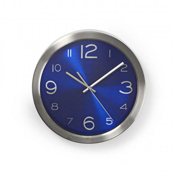 Nedis Ρολόι Τοίχου Μεταλλικό Μπλε/ Ασημί 30cm (CLWA010MT30BU) (NEDCLWA010MT30BU)
