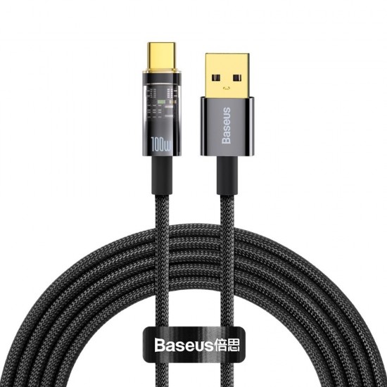Baseus Explorer, USB to USB-C Cable, 100W, 2m Black (CATS000301) (BASCATS000301)