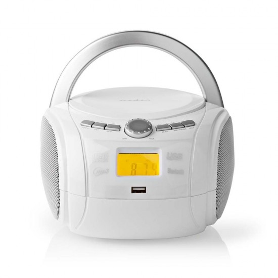 Nedis Φορητό Ηχοσύστημα Boombox με Bluetooth / CD / USB / Ραδιόφωνο σε Λευκό Χρώμα (SPBB100WT) (NEDSPBB100WT)