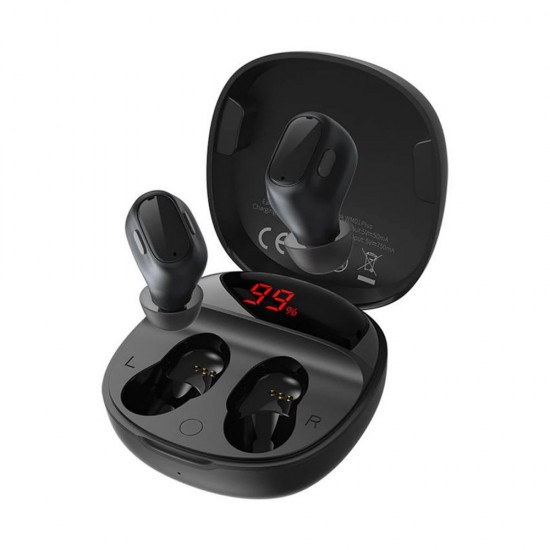 Baseus WM01 Plus In-ear Bluetooth Handsfree Ακουστικά με Αντοχή στον Ιδρώτα και Θήκη Φόρτισης Μαύρα (NGWM010001) (BASNGWM010001)
