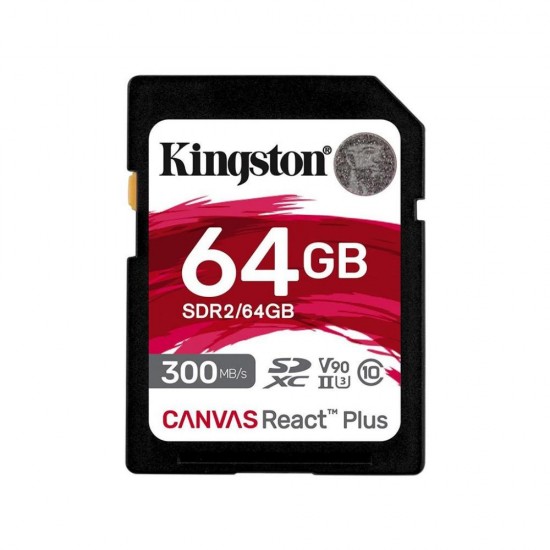Kingston Canvas React Plus SDXC 64GB Class 10 U3 V90 UHS-II (SDR2/64GB) (KINSDR2-64GB)