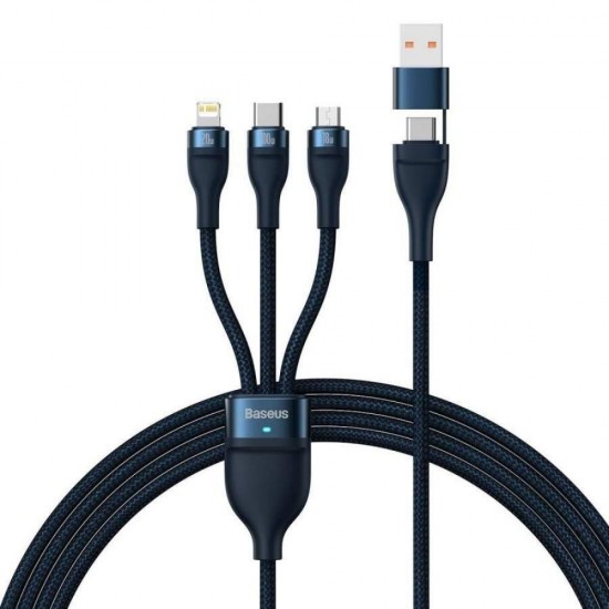 Baseus Flash Series II Braided USB to Type-C / micro USB / Lightning Cable Μπλε 1.2m (CASS030103) (BASCASS030103)
