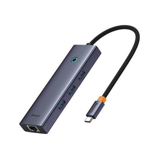 Baseus USB 3.0 Hub 6 Θυρών με σύνδεση USB-C / Ethernet & Θύρα Φόρτισης Grey (B00052802811-00) (BASB00052802811-00)