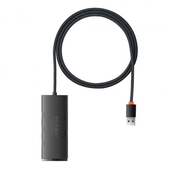 Baseus Hub 4in1 Lite Series USB To 4x USB 3.0, 1m Black (WKQX030101) (BASWKQX030101)