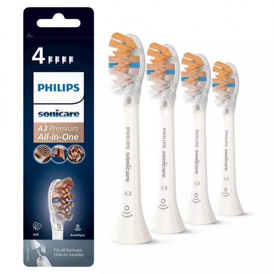 Philips A3 Premium All-in-one Ανταλλακτικές Κεφαλές για Ηλεκτρική Οδοντόβουρτσα 4τμχ (HX9094/10) (PHIHX9094-10)