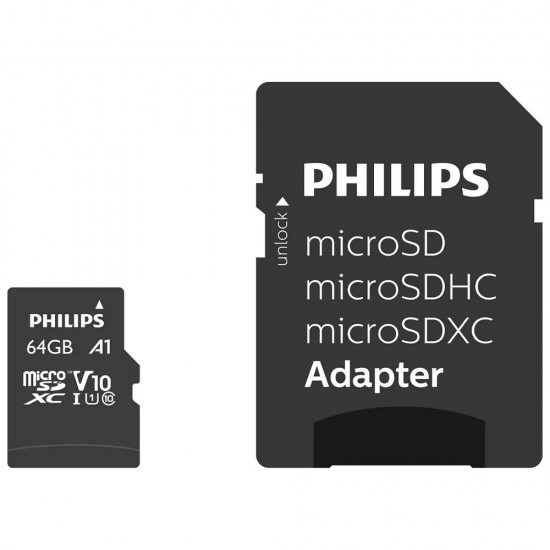 Philips microSDXC 64GB Class 10 U1 UHS-I με αντάπτορα (FM64MP45B/00) (PHIFM64MP45B-00)