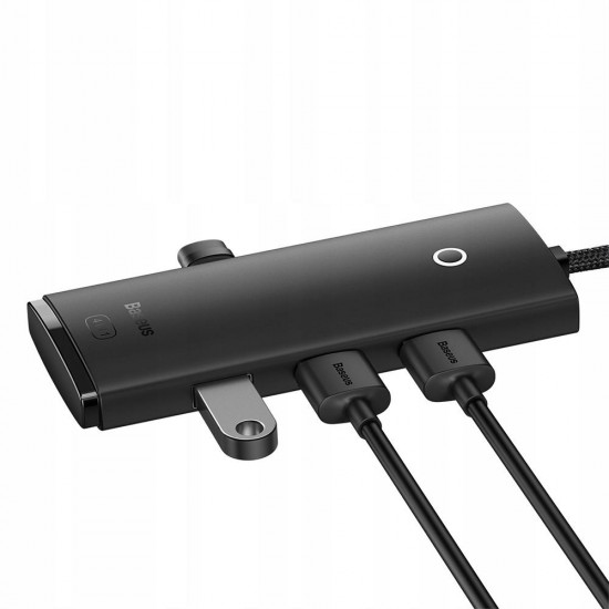 Baseus Lite Series Hub 4in1 USB to 4x USB 3.0, 25cm (Black) (WKQX030001) (BASWKQX030001)