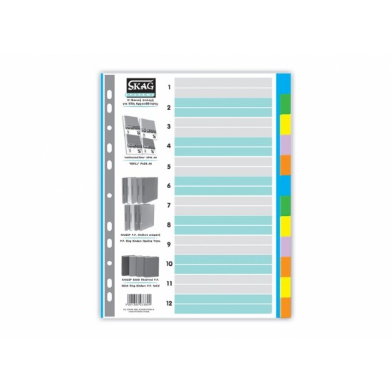 Διαχωριστικά χάρτινα χρωματιστά 12 θέματων SKAG
