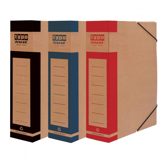 Κουτί Αρχείου Χάρτινο με Λάστιχο Κόκκινο 25x33x8cm