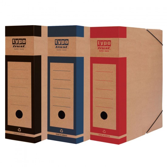 Κουτί Αρχείου Χάρτινο με Λάστιχο Κόκκινο 25x33x10cm